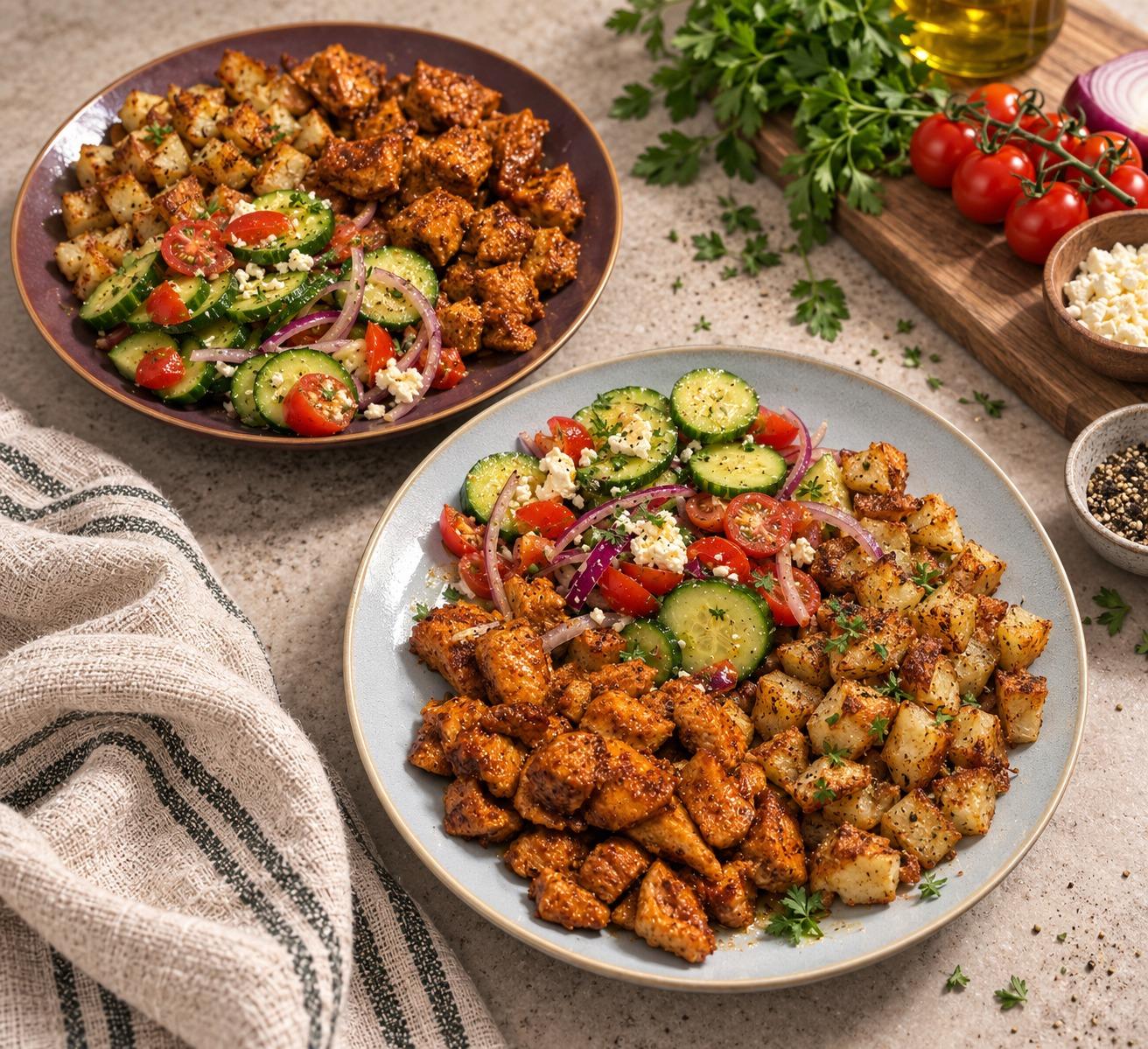 Mediterranean Lemon-Garlic Chicken Plates